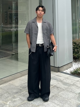 「Chikashitsu +（チカシツプラス）のアイテム」を使った、蘭丸さん（メンズ・175cm）の夏コーディネート