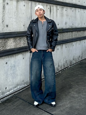 「アイテム（イヤーカフ）」を使った、蘭丸さん（メンズ・175cm・20代）の秋コーディネート