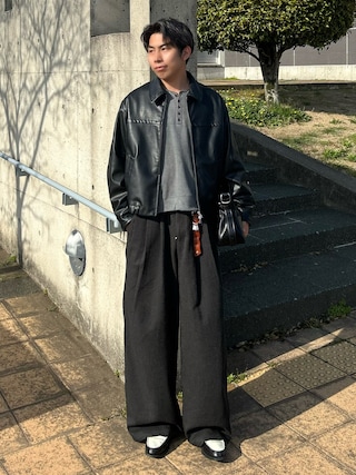 「WISH FOR EVER(ウィッシュフォーエバー)のDRAW CODE HENRY NECK THERMAL LONG SLEEVE / ドローコードヘンリーネックサーマルロングスリーブ(Tシャツ/カットソー)」を使った、蘭丸さん(メンズ・175cm)の春コーディネート