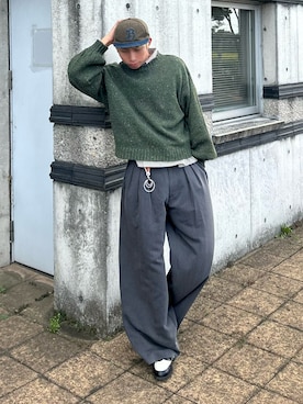 「アイテム（イヤーカフ）」を使った、蘭丸さん（メンズ・175cm）の秋コーディネート