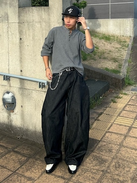「アイテム（イヤーカフ）」を使った、蘭丸さん（メンズ・175cm）の秋コーディネート