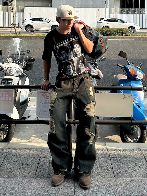 【即完品】BallsyBrothers ボールジーブラザーズデニムワイドパンツ BALLSY.BROTHERS（ボールジーブラザーズ）の「Damaged overdyed