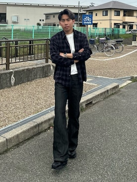 「Regen Glanz（レーゲングランツ）のアイテム」を使った、蘭丸さん（メンズ・175cm）の春コーディネート