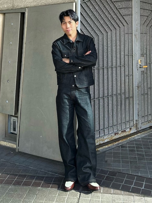 「LURAKU（ルラク）の【LURAKU】Rigid Denim Jacket / リジットデニムジャケット｜SETUP対応（その他アウター）」を使った、蘭丸さん（メンズ・175cm）の春コーディネート