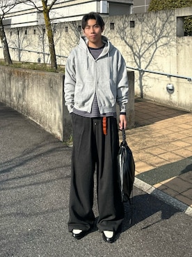 「tk.TAKEO KIKUCHI（ティーケータケオキクチ）のアイテム（バッグ）」を使った、蘭丸さん（メンズ・175cm）の春コーディネート