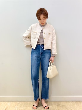 「ボストンバッグ」｜「アイテム（ノーカラージャケット）」を使った、sakakibaraさん（レディース・168cm）の冬コーディネート