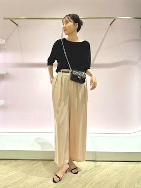 「NOLLEY’S Sophi（ノーリーズソフィ）の《セットアップ対応》ウォッシャブルバイオツイルタックワイドパンツ（その他パンツ、ピンク系）」を使った、sakakibaraさん（レディース・168cm）の夏コーディネート