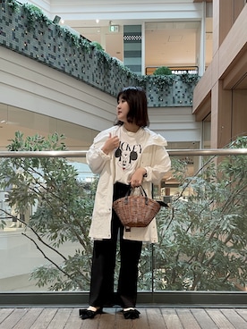 「ミッキー」｜「アイテム（スラックス）」を使った、chiharuさん（レディース・156cm）の春コーディネート