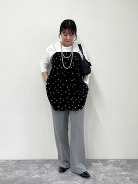 「刺繍」｜「アイテム（キャミソール）」を使った、chiharuさん（レディース・156cm）の秋コーディネート