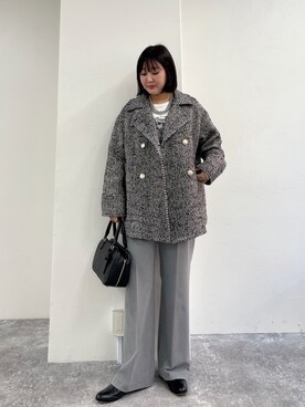 「fredy emue（フレディエミュ）のアイテム（ピーコート）」を使った、chiharuさん（レディース・156cm）の秋コーディネート