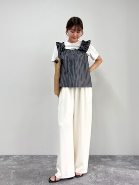 「デザイントップス」｜chiharuさん（レディース・156cm）の夏コーディネート
