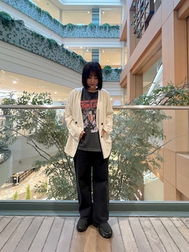 「fredy emue（フレディエミュ）のアイテム（ノーカラージャケット）」を使った、chiharuさん（レディース・156cm）の春コーディネート