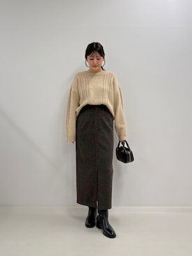 「fredy emue（フレディエミュ）のハート刺繍柄編みニットプルオーバー（ニット/セーター）」を使った、chiharuさん（レディース・156cm）の秋コーディネート