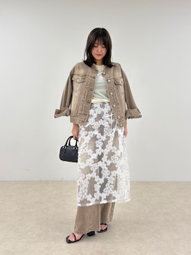 「アイテム（デニムジャケット）」を使った、chiharuさん（レディース・156cm）の夏コーディネート