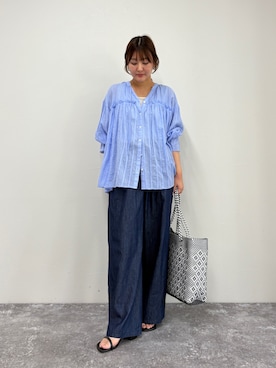 「アイテム（デニムパンツ）」を使った、chiharuさん（レディース・156cm）の夏コーディネート