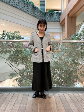 「fredy emue（フレディエミュ）のアイテム（ノーカラージャケット）」を使った、chiharuさん（レディース・156cm）の冬コーディネート