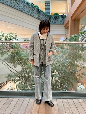 「fredy emue（フレディエミュ）のアイテム（ノーカラージャケット）」を使った、chiharuさん（レディース・156cm）の冬コーディネート