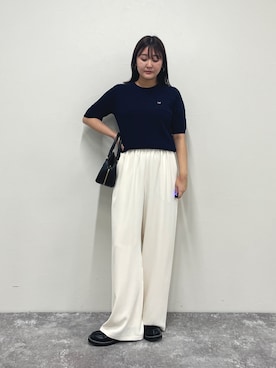 「ケーブルニット」｜「アイテム（ローファー）」を使った、chiharuさん（レディース・156cm）の春コーディネート