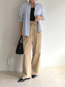 「アイテム（チノパンツ）」を使った、chiharuさん（レディース・156cm）の夏コーディネート