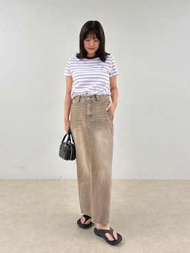 「アイテム（デニムスカート）」を使った、chiharuさん（レディース・156cm）の夏コーディネート