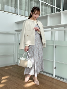 「154cm」｜「アイテム（ノーカラージャケット）」を使った、aikaさん（レディース・154cm）の春コーディネート