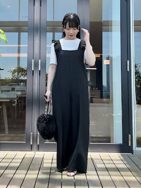 「154cm」｜「アイテム（サロペット/オーバーオール）」を使った、aikaさん（レディース・154cm）の夏コーディネート