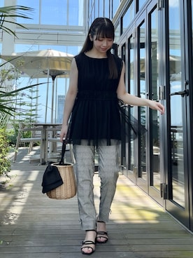 「154cm」｜「アイテム（チュニック）」を使った、aikaさん（レディース・154cm）の夏コーディネート