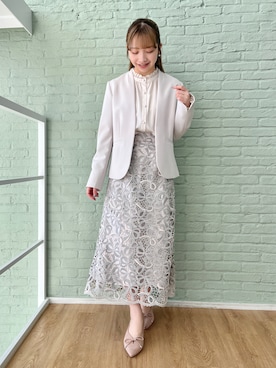「154cm」｜「アイテム（ノーカラージャケット）」を使った、aikaさん（レディース・154cm）の冬コーディネート