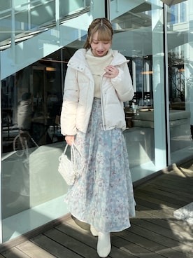 「骨格ウェーブ」｜「アイテム（ダウンジャケット/コート）」を使った、aikaさん（レディース・154cm）の秋コーディネート