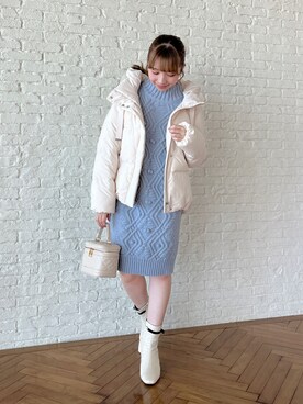 「骨格ウェーブ」｜「アイテム（ダウンジャケット/コート）」を使った、aikaさん（レディース・154cm）の秋コーディネート