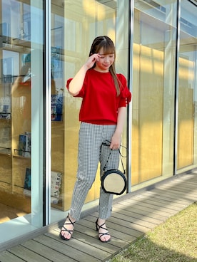 「袖ボリューム」｜「アイテム（パンツ）」を使った、aikaさん（レディース・154cm）の春コーディネート