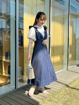 「袖ボリューム」｜「アイテム（スカート）」を使った、aikaさん（レディース・154cm）の春コーディネート