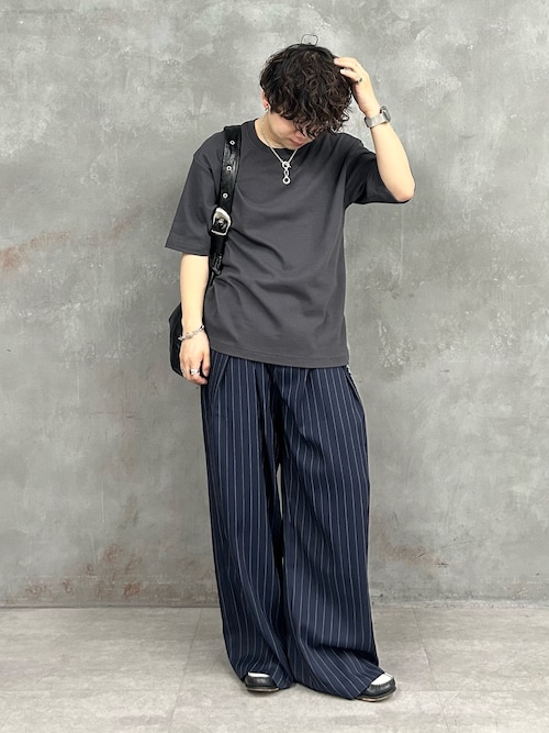2タック ストライプ ワイドスラックス chw23a076-ファッション