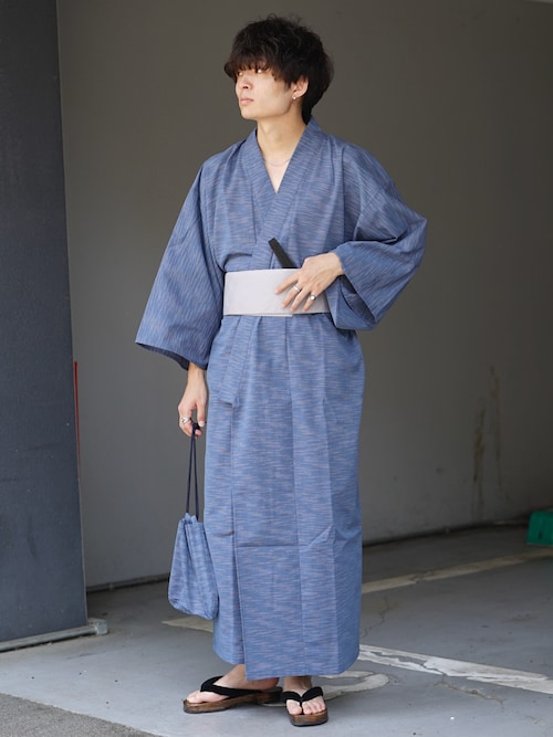 MinoriTY】涼風メランジ浴衣5点セット 浴衣 帯 扇子 巾着 下駄（浴衣