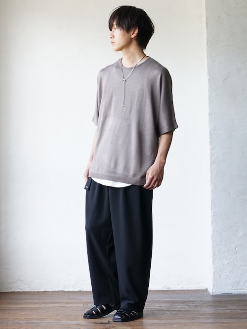 セール】【MinoriTY】さらさら梨地素材ベルト付きワイドパンツ 夏服