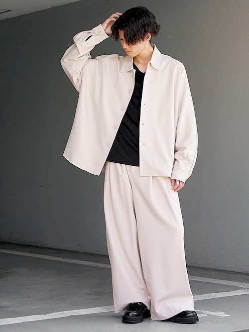 セール】【MinoriTY】極とろみ生地ドルマンシャツジャケット+ワイド