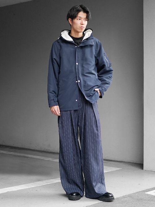 MinoriTY】シャドウストライプダブルタックバギースラックスワイド