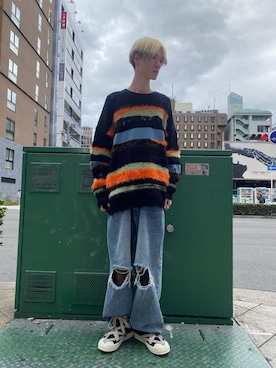 「WHITELAND（ホワイトランド）のアイテム（ニット/セーター）」を使った、😈🤖ぶんまわしRinRin👿🤖さん（メンズ・182cm）の秋コーディネート
