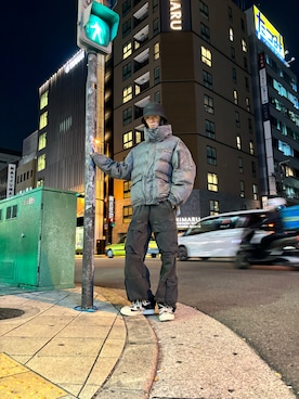 「WHITELAND（ホワイトランド）のアイテム（帽子）」を使った、😈🤖ぶんまわしRinRin👿🤖さん（メンズ・182cm）の冬コーディネート