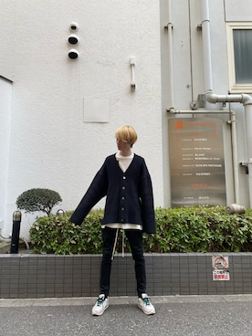 「ALMOSTBLACK（オールモストブラック）のアイテム」を使った、😈🤖ぶんまわしRinRin👿🤖さん（メンズ・182cm）の春コーディネート