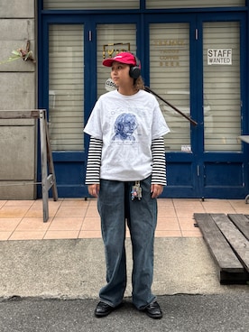 「Supreme （シュプリーム）のアイテム（帽子）」を使った、129.129  さん（レディース・158cm）の春コーディネート