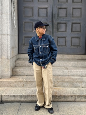 「アイテム（チノパンツ）」を使った、129.129  さん（レディース・158cm）の秋コーディネート