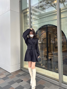 「GYDA（ジェイダ）のアイテム（ネックレス）」を使った、miinaさん（レディース・153cm）の冬コーディネート