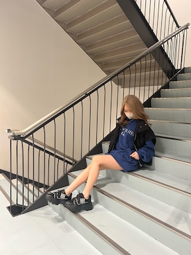 「153cm」｜「アイテム（その他アウター）」を使った、miinaさん（レディース・153cm）の冬コーディネート