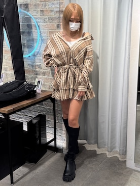 「GYDA（ジェイダ）のアイテム（ワンピース）」を使った、miinaさん（レディース・153cm）の秋コーディネート