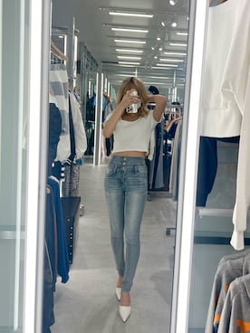 「GYDAデニム」｜「アイテム（Tシャツ/カットソー）」を使った、miinaさん（レディース・153cm）の春コーディネート