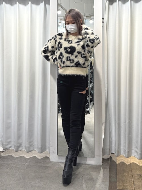 GG レオパードシャギーショートニットトップス（ニット/セーター