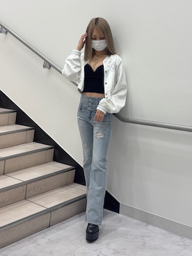 「GYDA（ジェイダ）のアイテム（ブルゾン）」を使った、miinaさん（レディース・156cm）の春コーディネート