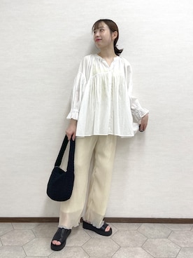 「みんなの白Tフェス」｜「アイテム（ハンドバッグ）」を使った、キッシーさん（レディース・160cm）の夏コーディネート
