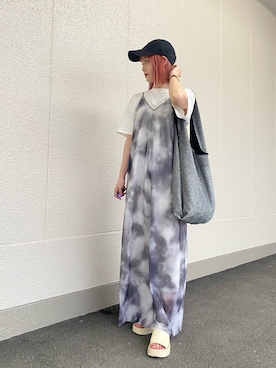 「ガラワンピース」｜りみさん（レディース・155cm）の夏コーディネート